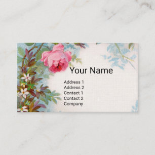 PINK ROSES & JASMINES MONOGRAM PURPLE GEM  Floral Business Card
