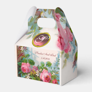 PINK ROSES ,JASMINES WEDDING GEM MONOGRAM FAVOUR BOX