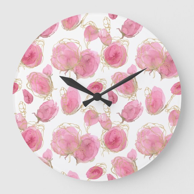 Pink roses large clock (Front)