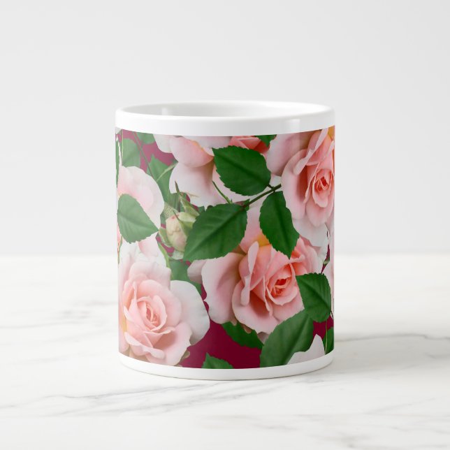 Pink roses large coffee mug (Front)