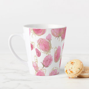 Pink roses latte mug