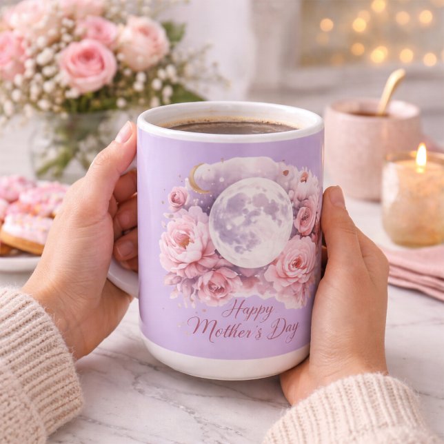 Pink Roses Lavender Moon Mug, Mother's Day Gift  Coffee Mug (Creator Uploaded)