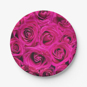 Pink Roses (Love and Romance) Paper Plate