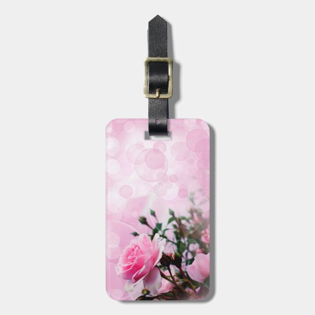 Pink Roses Luggage Tag (Front Vertical)