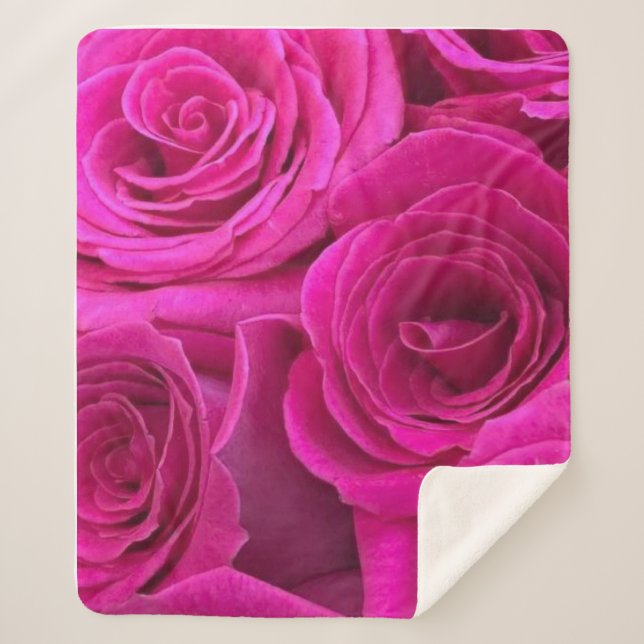 Pink Roses (Medium) Sherpa Blanket (Front)