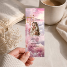 Pink Roses Memorial Bookmark Celebration of Life