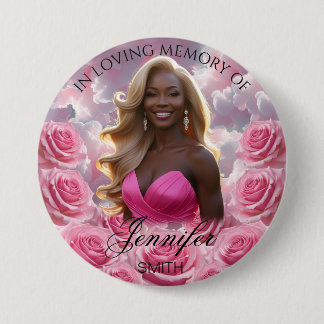 Pink Roses Memorial Button Sky Memorial Button