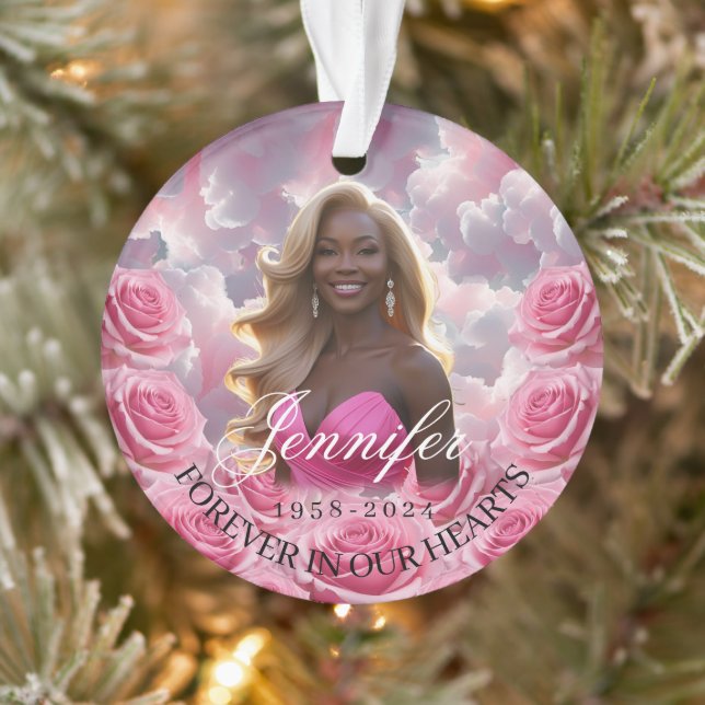 Pink Roses Memorial Christmas Tree Ornament  (Tree)