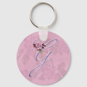 Pink Roses Monogram G Key Ring