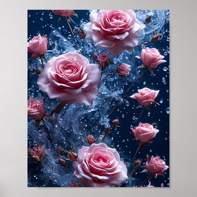 Pink roses Moody Floral Wall Art (Front)