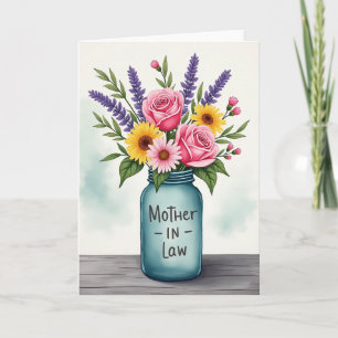Pink Roses Mother In Law Card