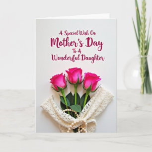 Pink Roses Mothers Day Lace Card