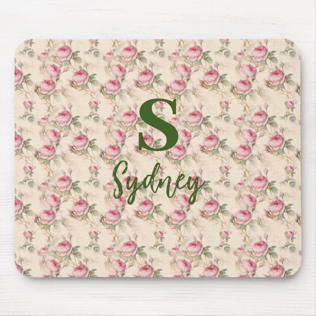Pink Roses Mouse Pad Floral Custom (Front)