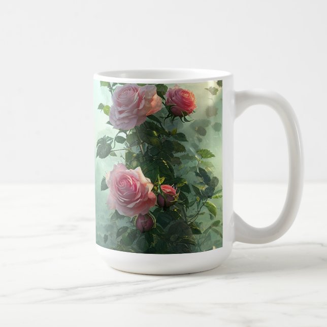 Pink Roses - Mug, Cup (Right)