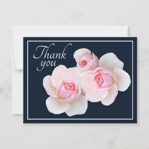 Pink Roses Navy Background Thank you Postcard