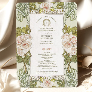 Pink Roses Nouveau Wedding Program