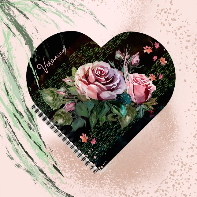 Pink Roses on black  Notebook (Pink Roses on black Notebook)