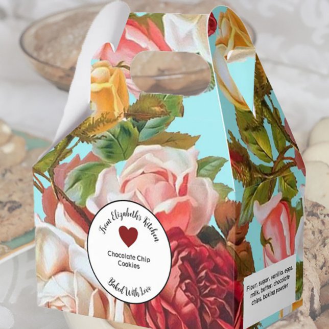 Pink Roses on Blue Baked Gifts With Ingredients Favour Box (Creator Uploaded)