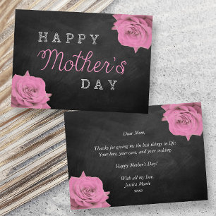 Pink Roses On Chalkboard Happy Mother's Day Invitation