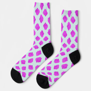 Pink roses on light blue socks