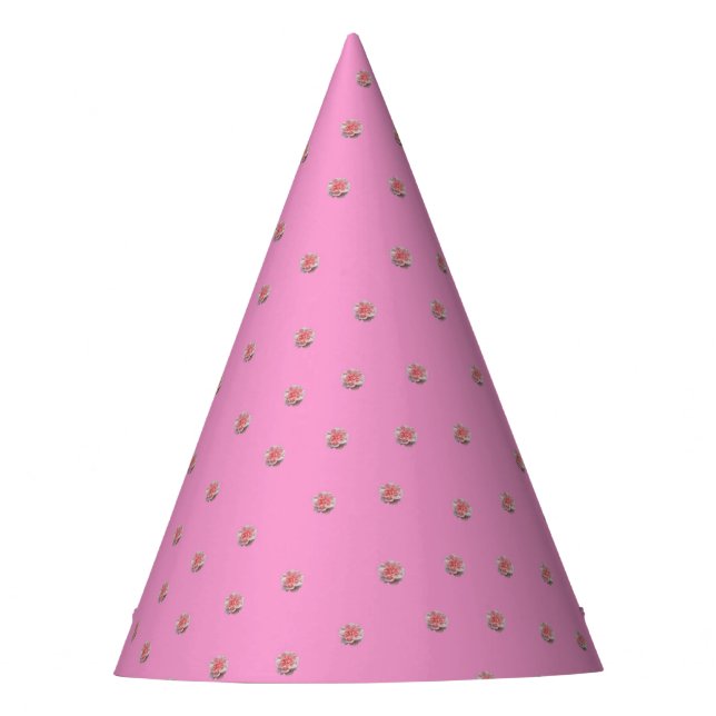 Pink Roses on Pink Party Hat (Front)
