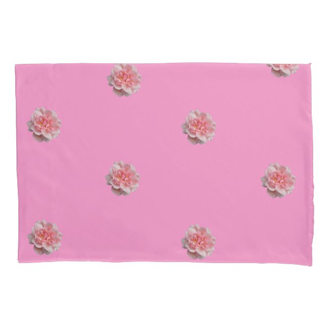 Pink Roses on Pink  Reversible Pillowcase (Front)