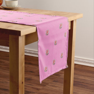 Pink Roses on Pink Short Table Runner