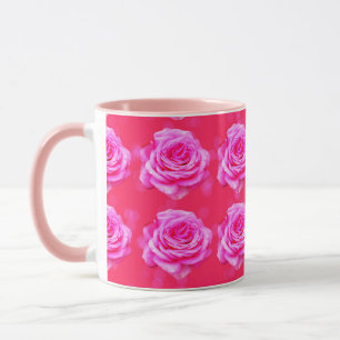 Pink Roses On Sparkle Pink Bokeh,-Pink Coffee Mug