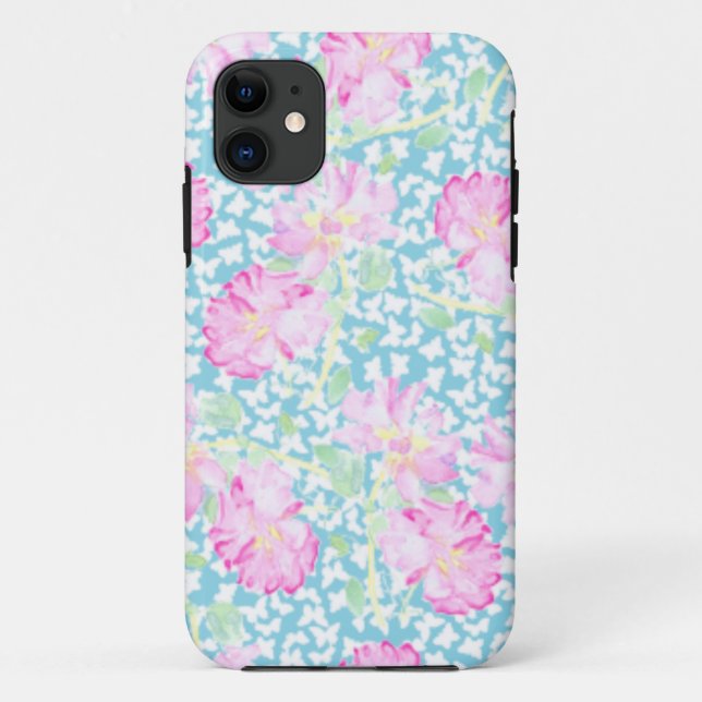 Pink Roses on Turquoise 5/5s Case-Mate Xtreme Case (Back)