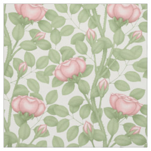 Pink Roses on white (small scale) Fabric