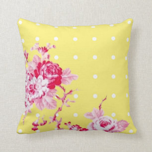 Pink Roses On Yellow Pillow