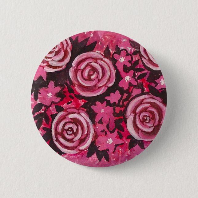 Pink Roses Painting Badge (Front)
