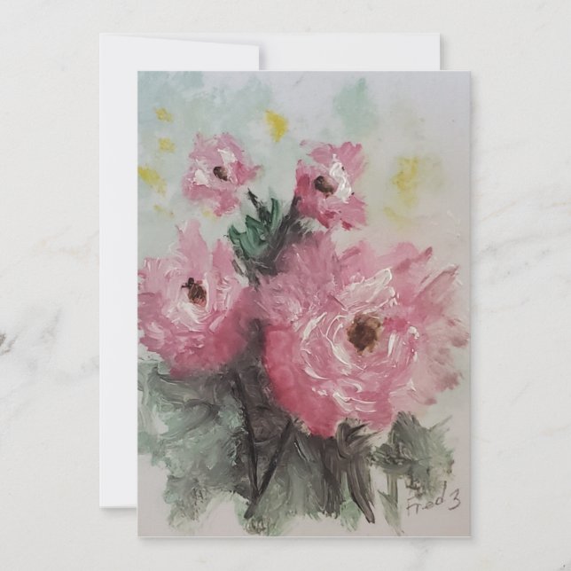 Pink Roses Painting Card (Front)
