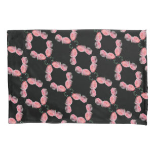 Pink Roses Pair Abstract Pattern Pillowcase