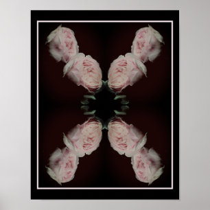 Pink Roses Pair Vintage Abstract Poster