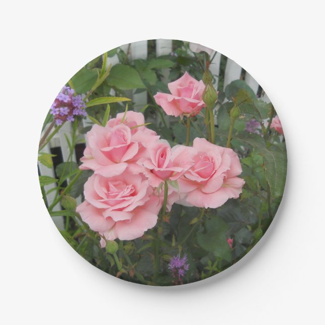 Pink Roses  Paper Plate (Front)