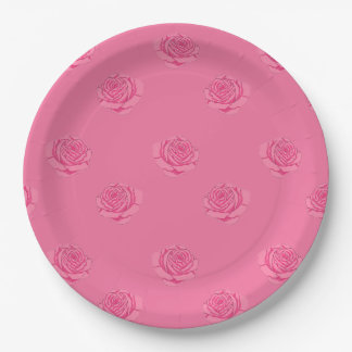 Pink roses paper plate