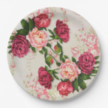 Pink Roses Paper Plates