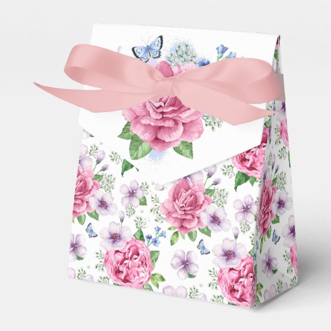 Pink Roses Party Favour Box (Front Side)