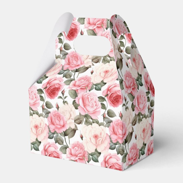 Pink Roses Party Treat Box (Front Side)