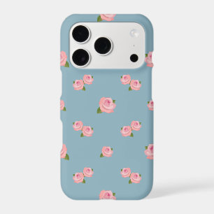 Pink Roses Pattern on Blue