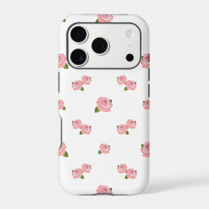 Pink Roses Pattern on White