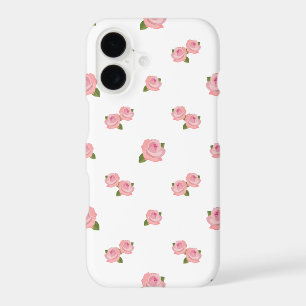 Pink Roses Pattern on White