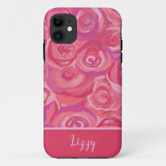 Pink roses pattern Personalised iPhone Case