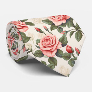 pink roses pattern tie