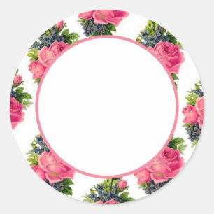 Pink Roses Pattern Vintage Classic Round Sticker