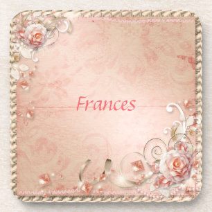 Pink Roses, Pearls & Gems  Coaster