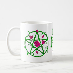 pink roses pentagram coffee mug