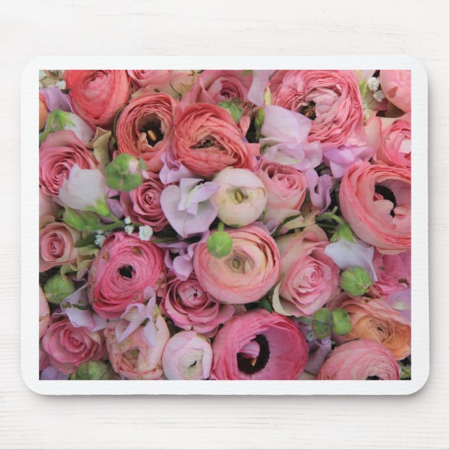 pink roses & peonies by Therosegarden Mouse Pad (Front)