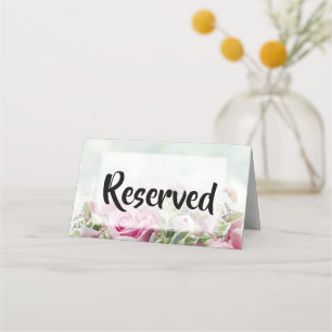 Pink Roses & Peony Buds Wedding Reserved Place Card